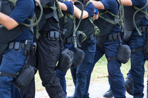 Group of tactical officers in a training exercise