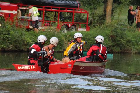 Water rescue training exercise with Shawnee Fire Department