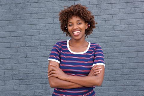 african woman smiling