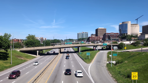 View of I-70/I-35 from downtown Kansas City