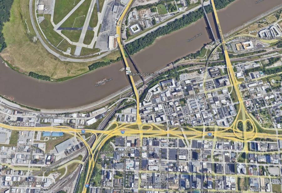 Buck O'Neil Bridge Project map. Image courtesy of Missouri Department of Transportation