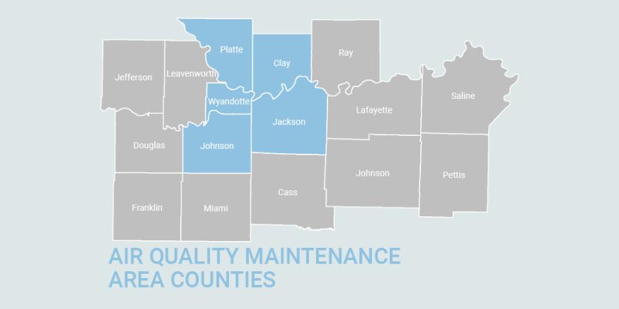 Air Quality Maintenance Area counties map