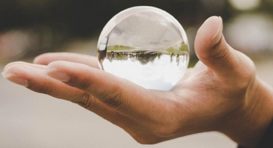 glass sphere in hand