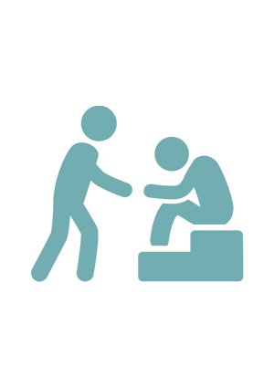 An icon depicting a person helping someone in crisis