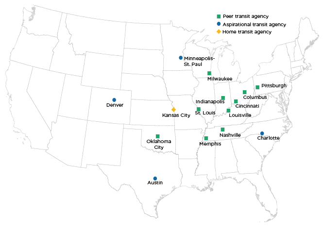 Peer Regions Transit Report map