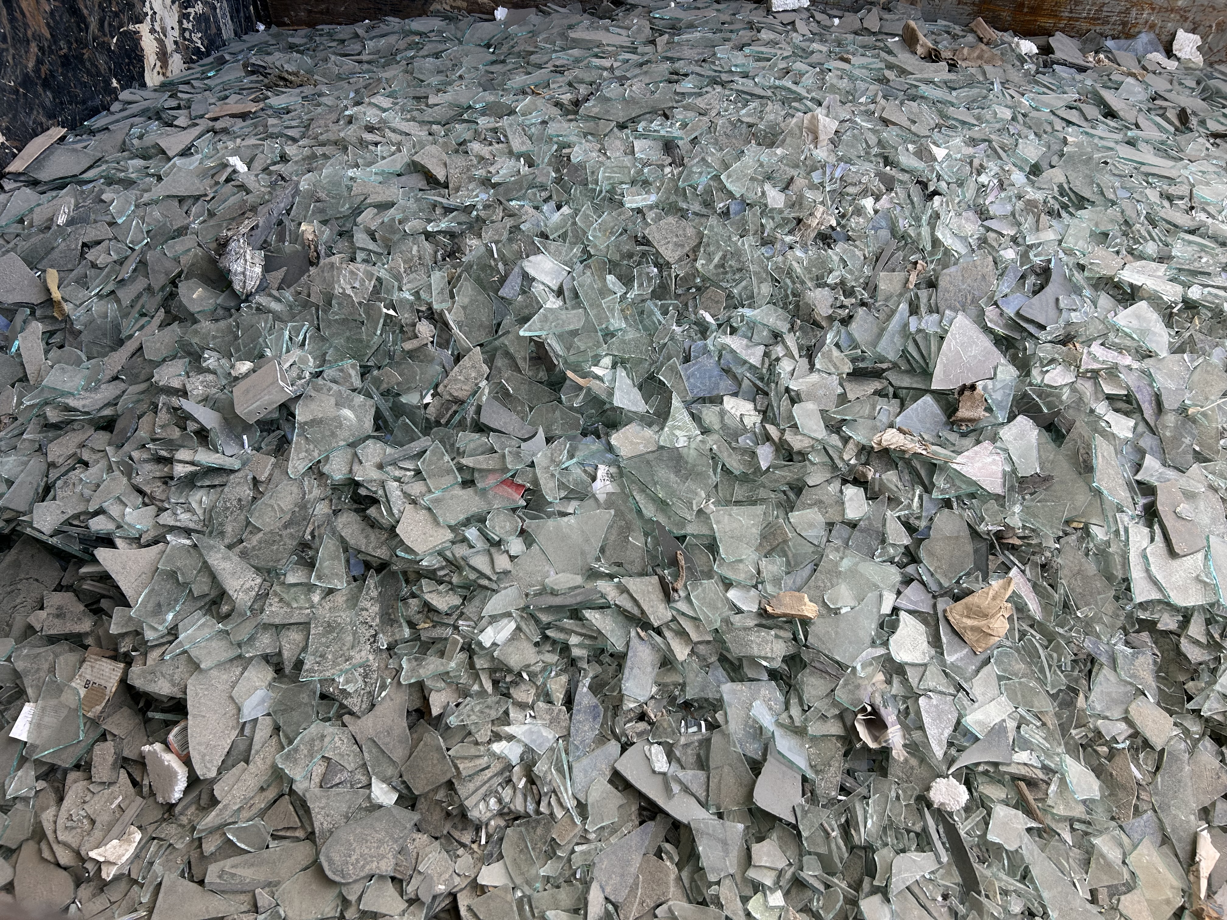 Crushed glass from federal courthouse window renovations