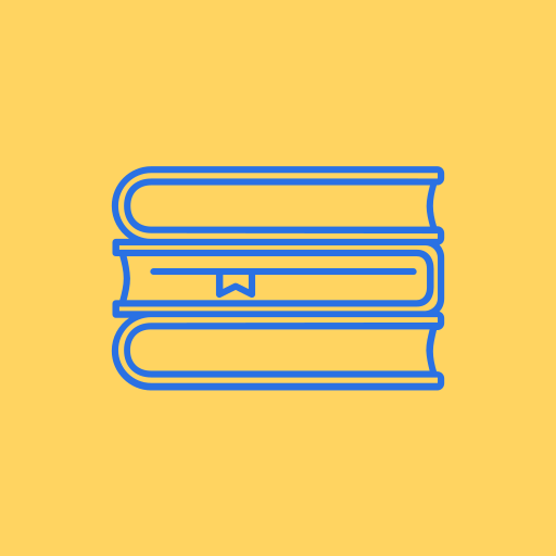 An icon featuring a stack of books