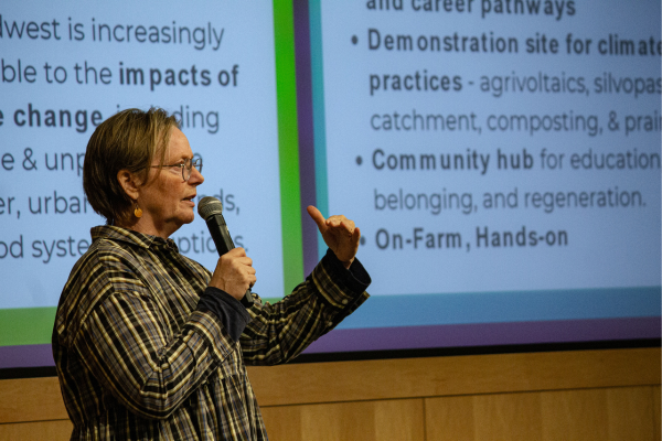 Alicia Ellingsworth of KC Farm School at Gibbs Road presents her pitch for "Growing Common Ground"