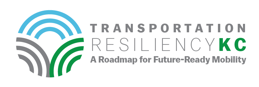 Logo with words Transportation Resiliency KC and subtitled: A roadmap for future-ready mobility 