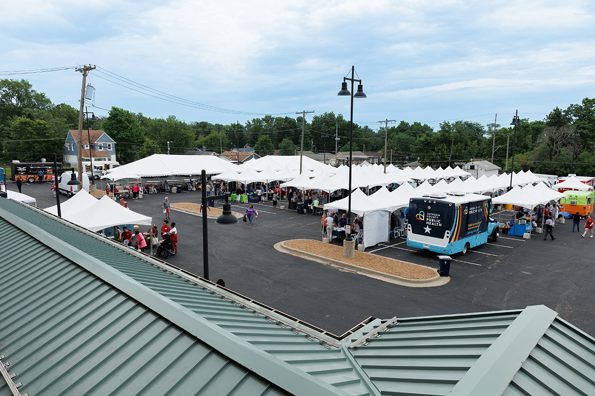 Tents set up for an outdoor event