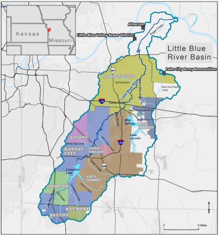 Map of the Little Blue River watershed