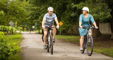 Cyclists on Trolley Trail in Kansas City