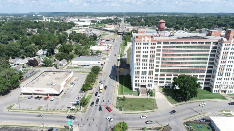 Aerial view of Independence Ave and Hardesty
