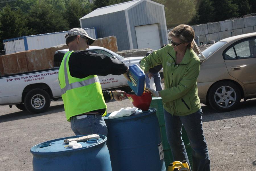 Household hazardous waste being properly disposed at a collection event
