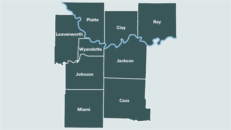 Map showing nine MARC counties