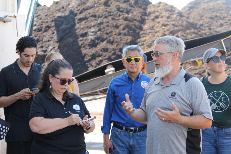 EPA Staff Gayle Hubert takes notes from Kevin Anderson at Missouri Organic Recycling