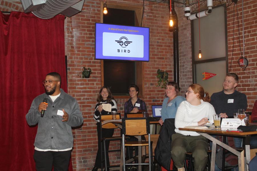 A speaker at the 2024 Green Commute Challenge celebration